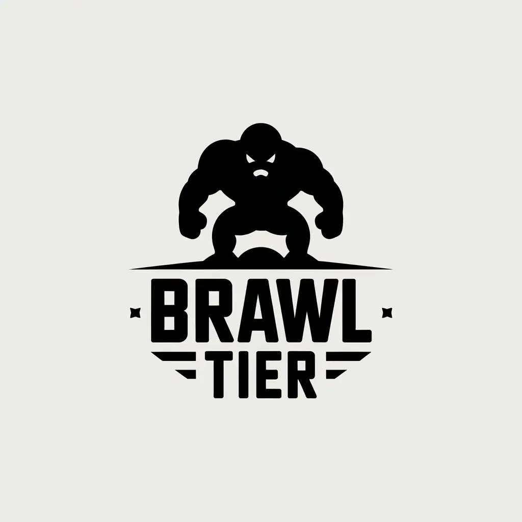 LOGO Design for Brawl Tier Minimalistic Vector Logo with Brawler Silhouette for Entertainment Industry