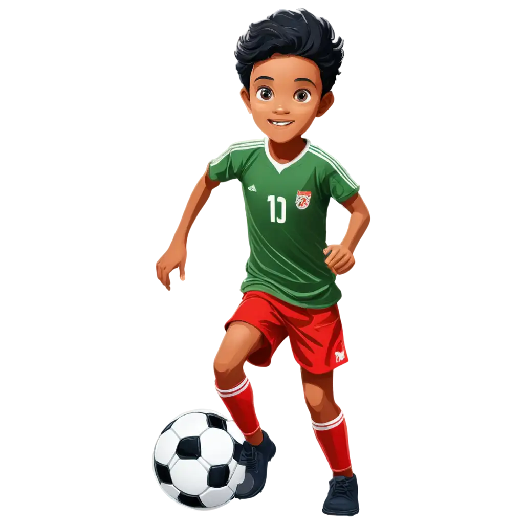 Illustration-of-Muslim-Kids-Wearing-Indonesian-National-Team-Jersey-Playing-Football-PNG-Image-for-HighQuality-Graphics