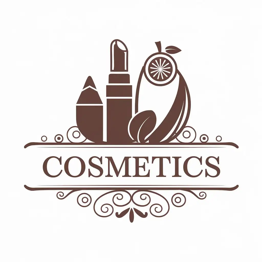 LOGO-Design-For-Cosmetics-Lipstick-Pencil-and-Fruit-Theme-on-Clear-Background