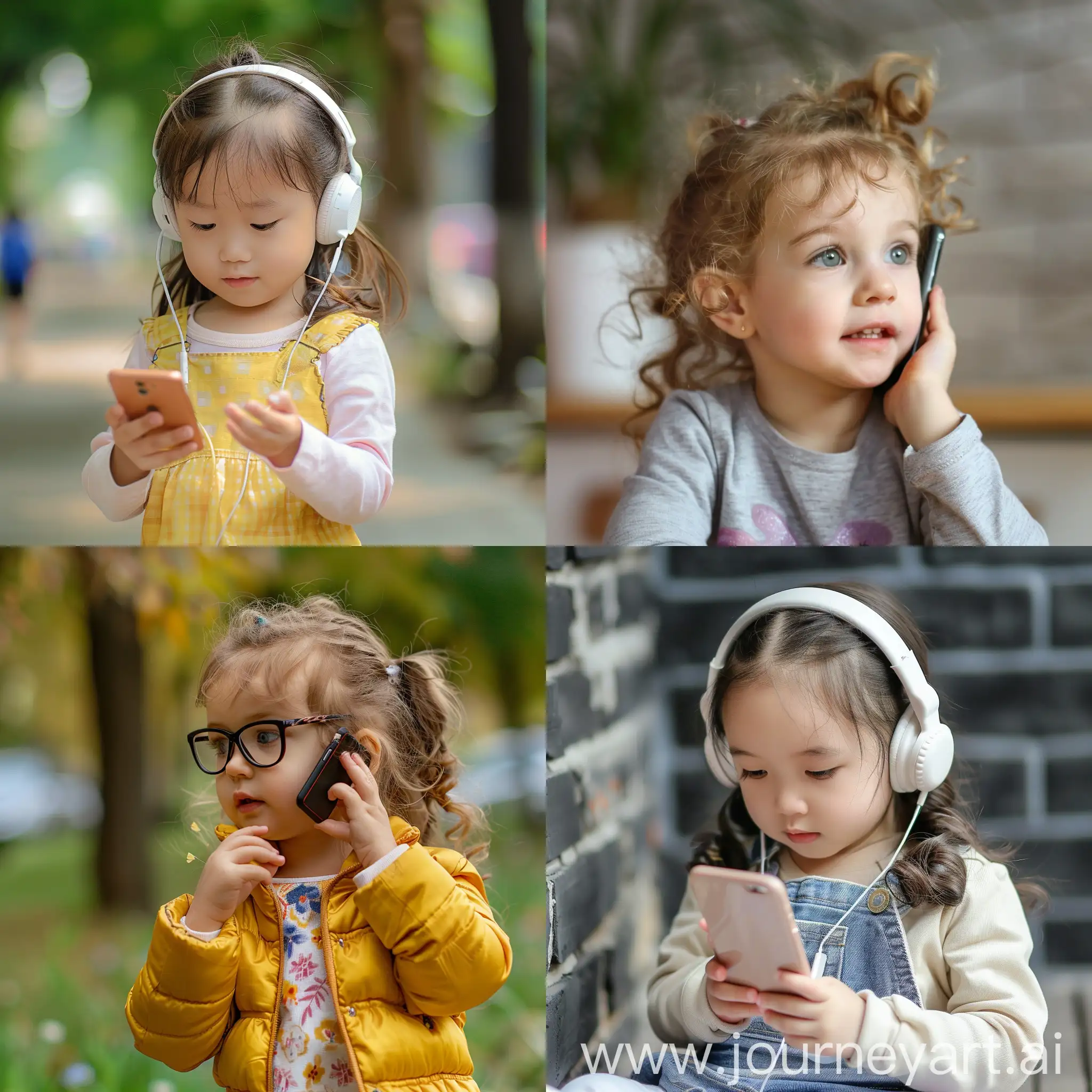 Adorable-5YearOld-Girl-Listening-to-English-with-Mobile-Phone