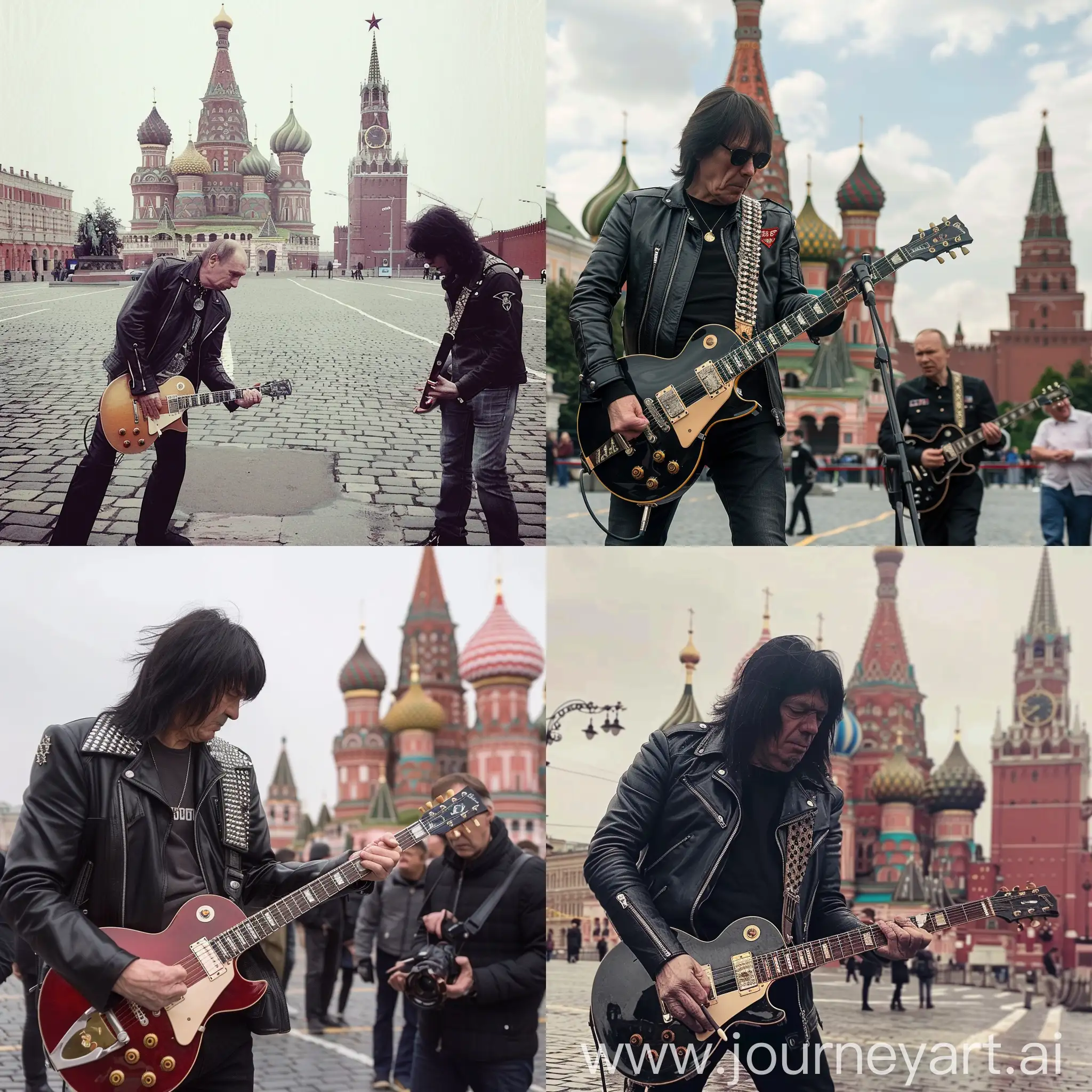 Johnny-Ramone-Playing-Guitar-in-Red-Square-with-Putin