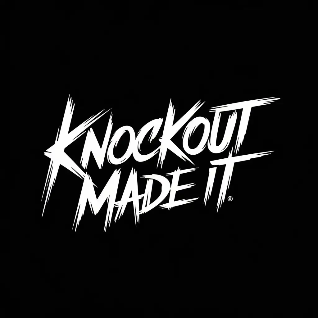 LOGO Design for Knockout Made It HandDrawn Brushstroke Font in High Contrast