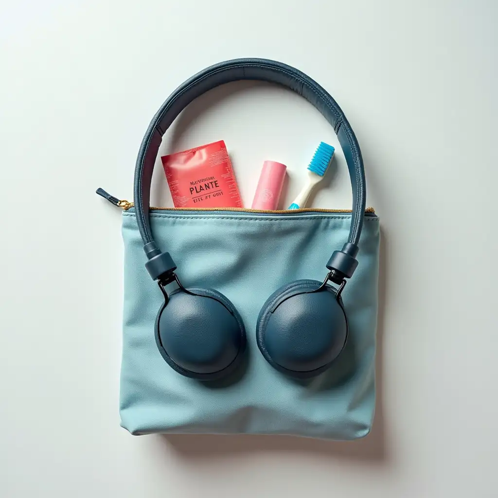 Bag, toothbrush, headphones, gum