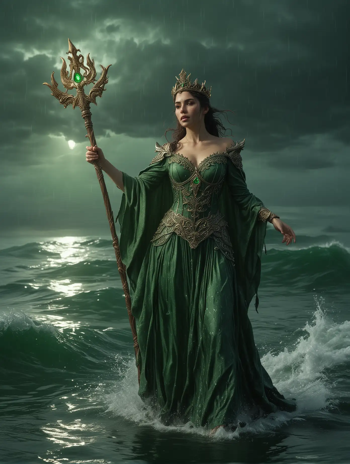 Majestic-Valentina-Nappi-in-Dragon-Skin-Dress-with-Trident-in-Stormy-Sea