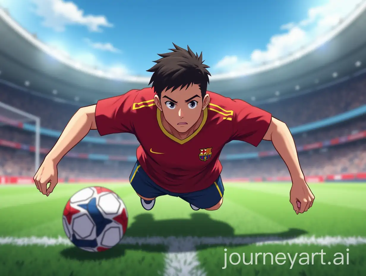 Football-Player-Diving-on-Goal-Line-at-Santiago-Bernabeu-Stadium-in-Anime-Style