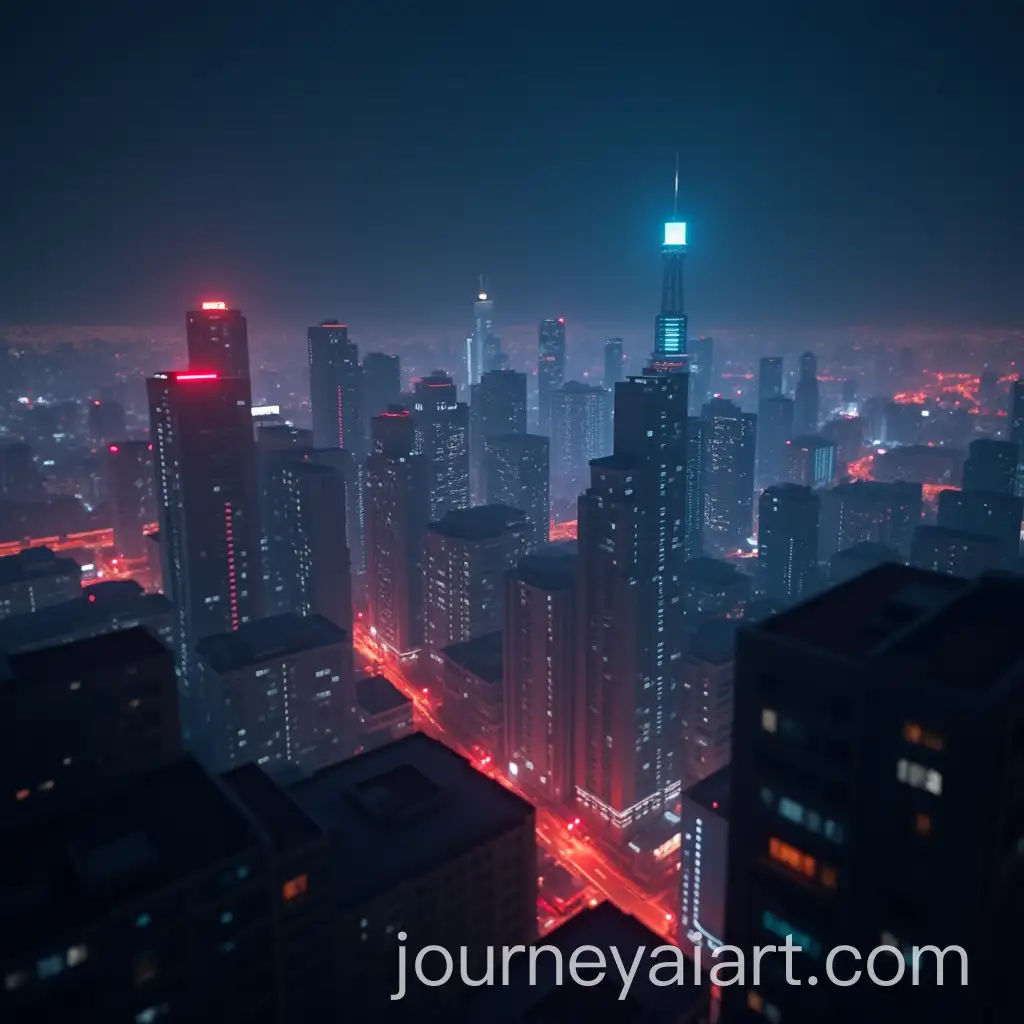 Cyberpunk-City-at-Night-with-a-Blur-View-of-Tanzania-Flag