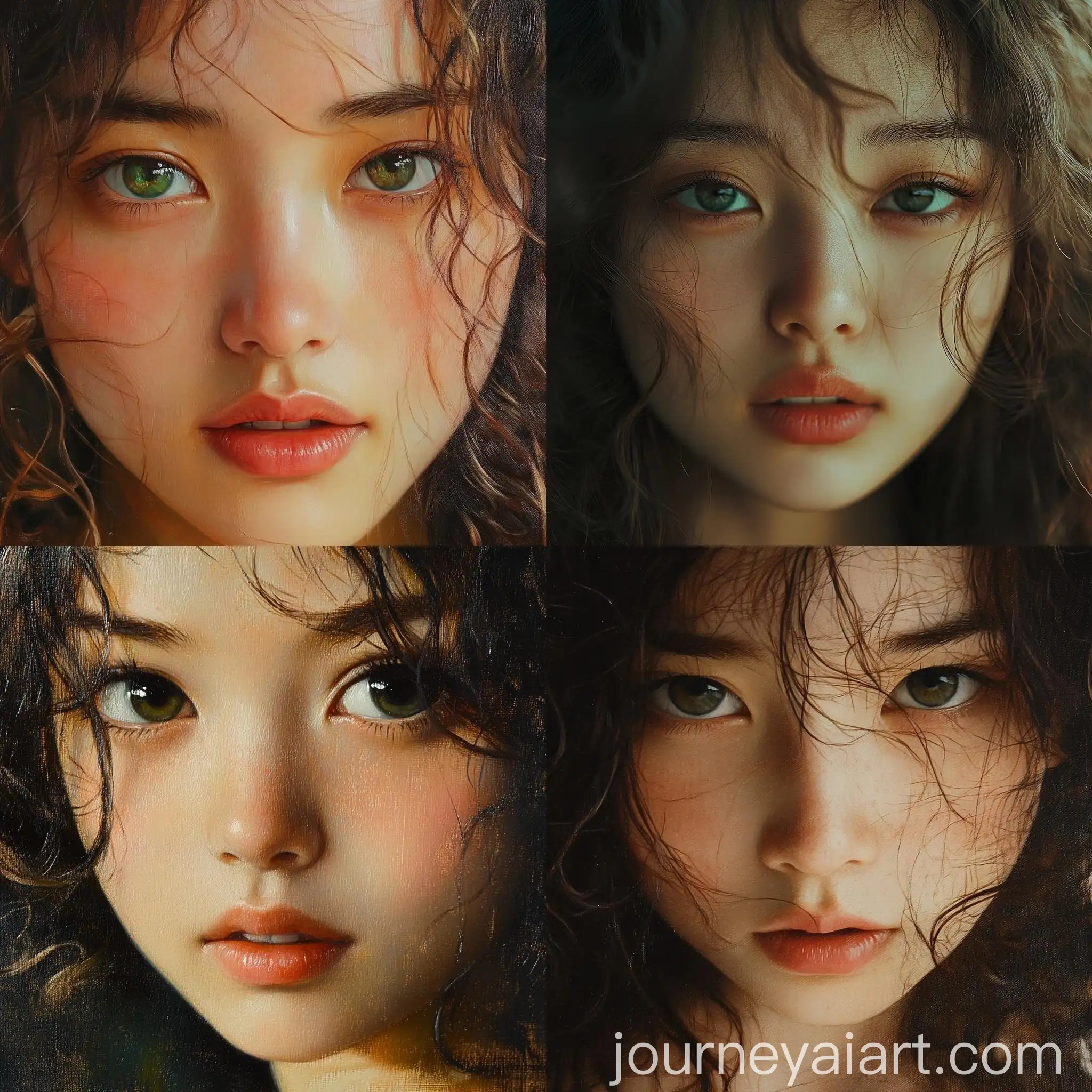CloseUp-Portrait-of-Thoughtful-Asian-Girl-with-Wavy-Brown-Hair-and-Hazel-Eyes