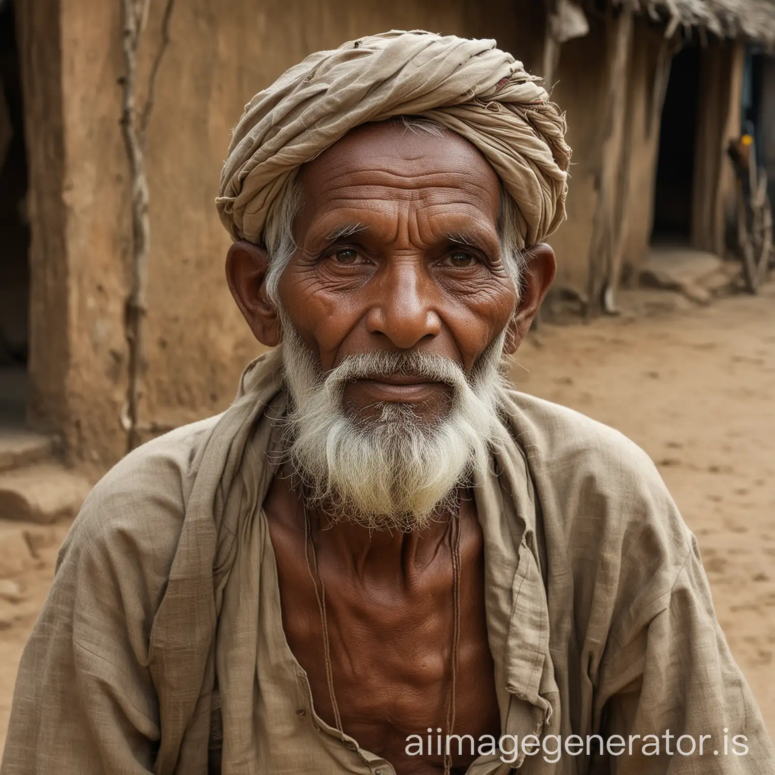 Elderly-Indian-Villager-in-Traditional-Garb