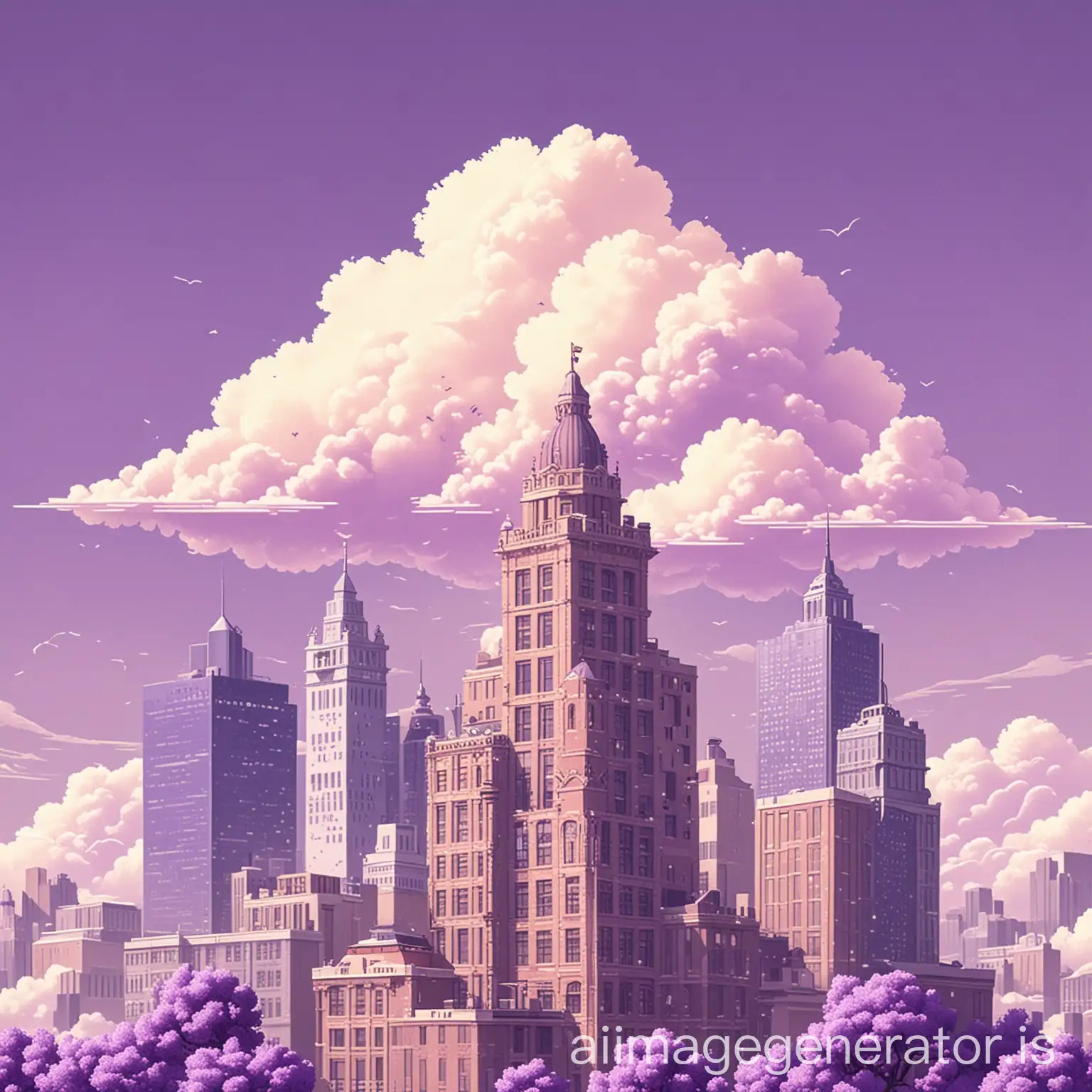 Startup-Business-Buildings-Above-Clouds-Poster-in-Lavender