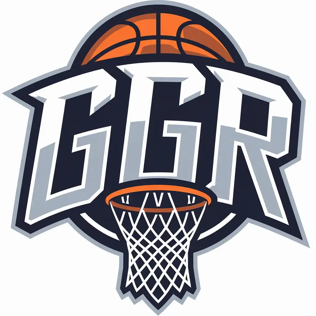 a vector logo design,with the text "GGR", main symbol:basketball hoop,Moderate,be used in sport industry,clear background