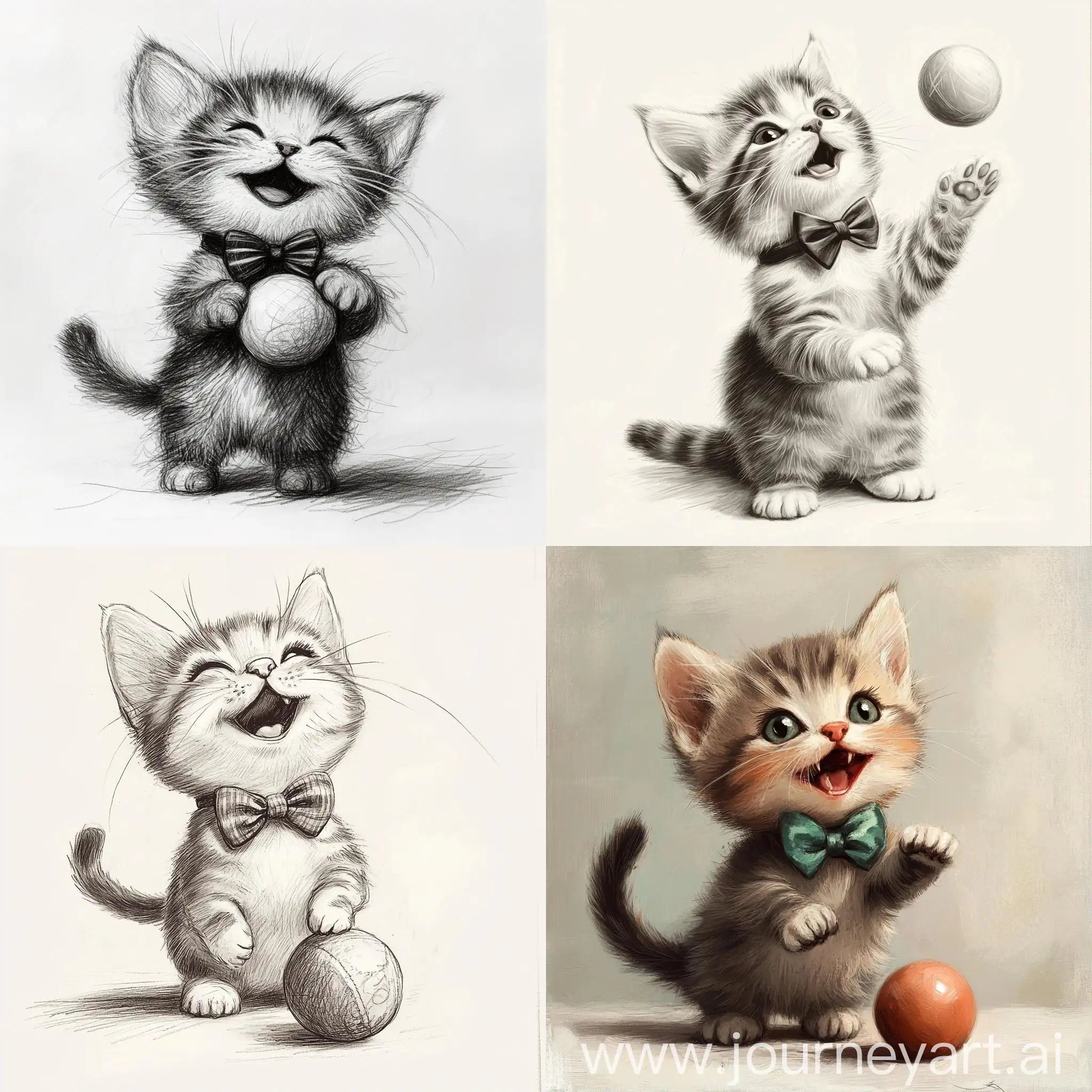 Adorable-Kitten-in-Bow-Tie-Playing-with-Ball