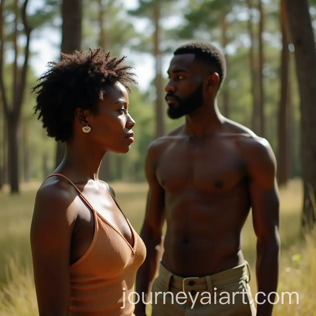 Mulatto-Lady-and-Shirtless-Black-Man-inAI-Image-Prompt-Expansion-Pinewood-Plantation-on-Sunny-Day