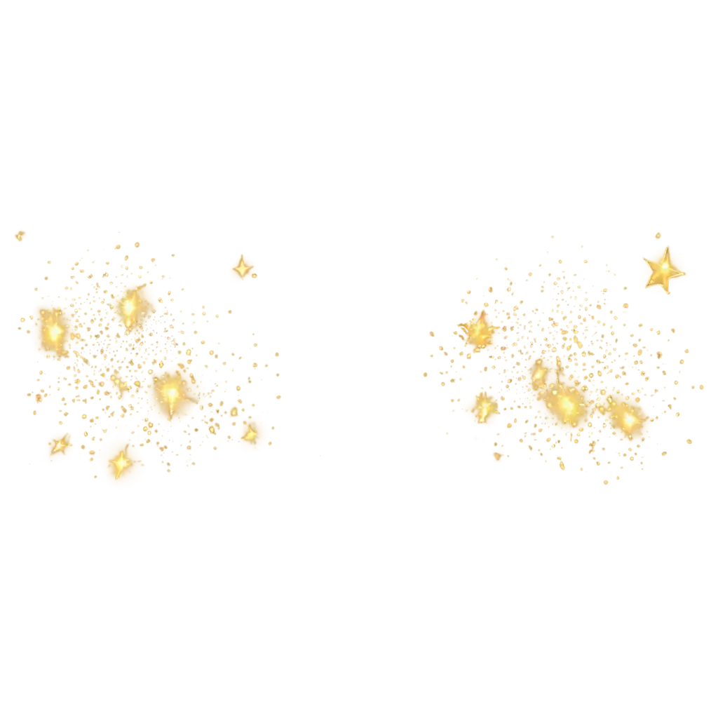 Sparkling fairy dust. The dust is yellow, the yellow color sparkles and the golden stars shine with a special light Vector sparkles on a white background Christmas light effect Sparkling magic dust particles