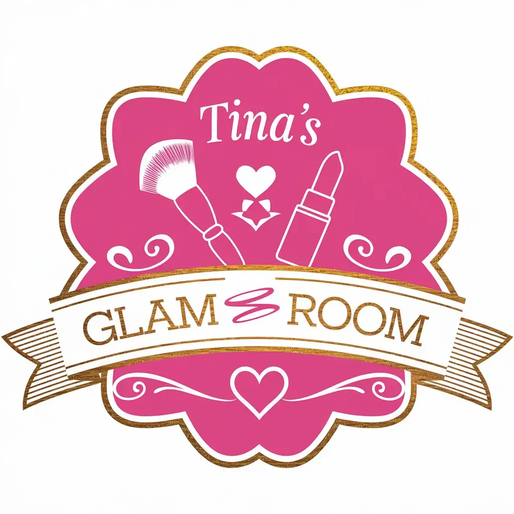 LOGO Design for Tinas Glam Room Makeup Heart Symbol for Beauty Spa Industry