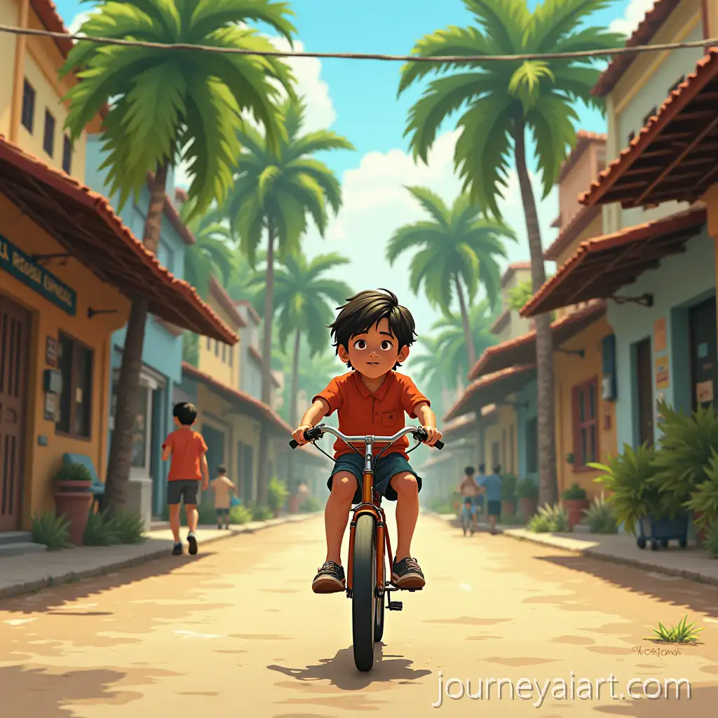 Indonesian-Boy-RidingIndonesian-boy-on-bicycle-Bicycle-Toward-Bookstore-in-Small-Town-Streets