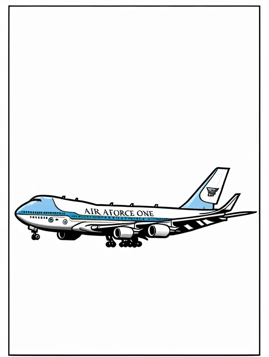 Air-Force-One-Airplane-Coloring-Page-with-Simplicity-and-Ample-White-Space