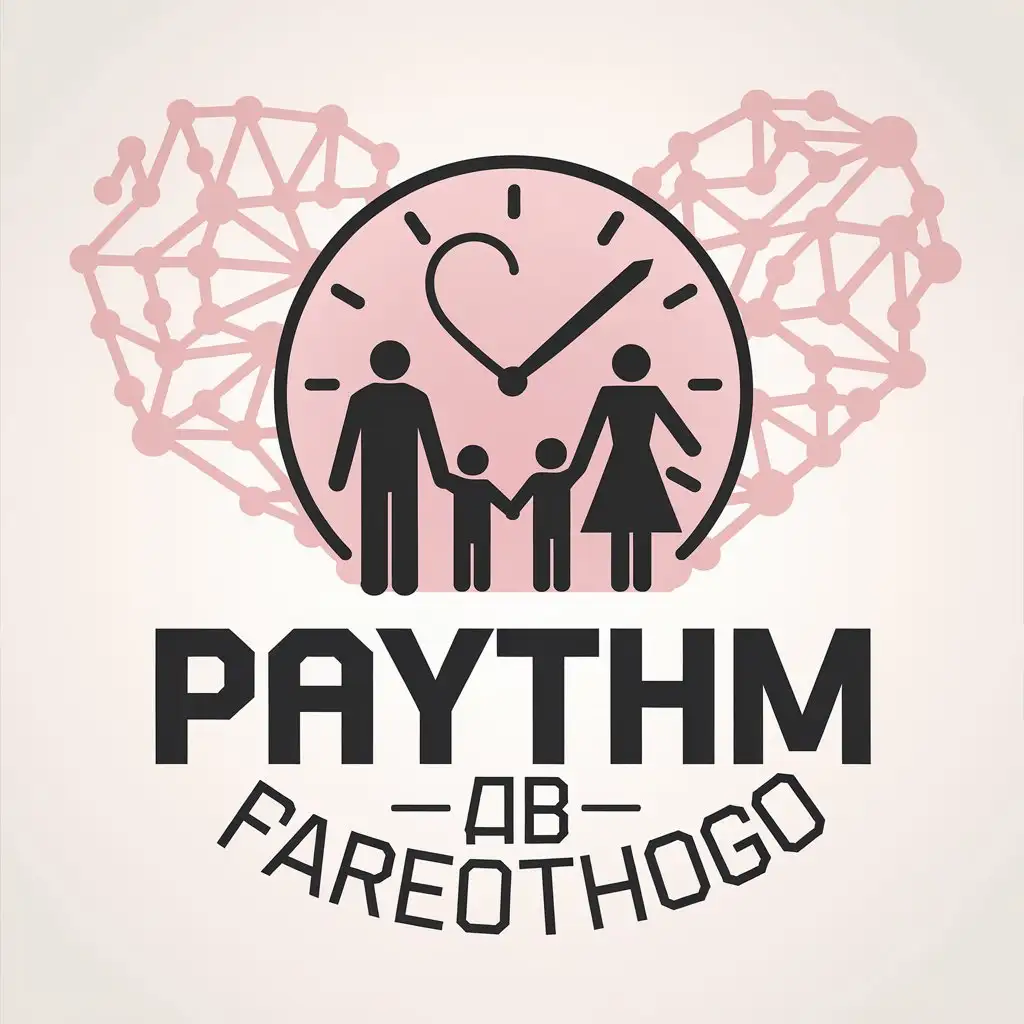 LOGO Design for Family Time Vector Logo with Heart and Clock Symbolism in Light Pink Pastel