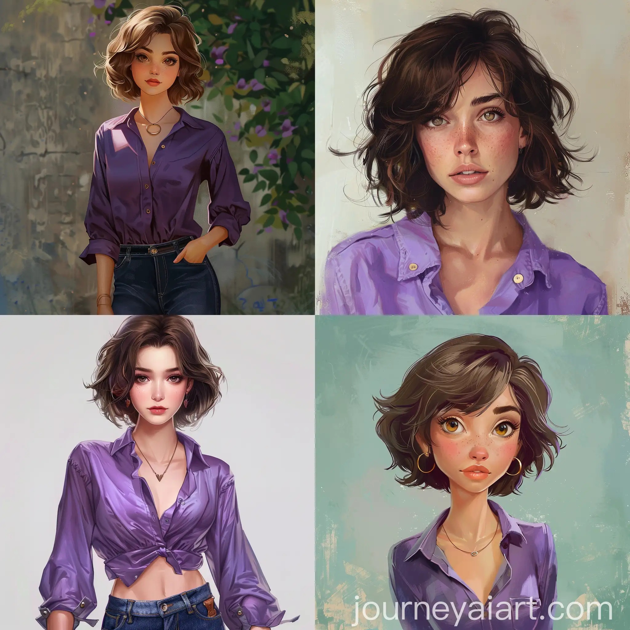 Mom-with-Medium-Short-Brown-Hair-in-Purple-Blouse