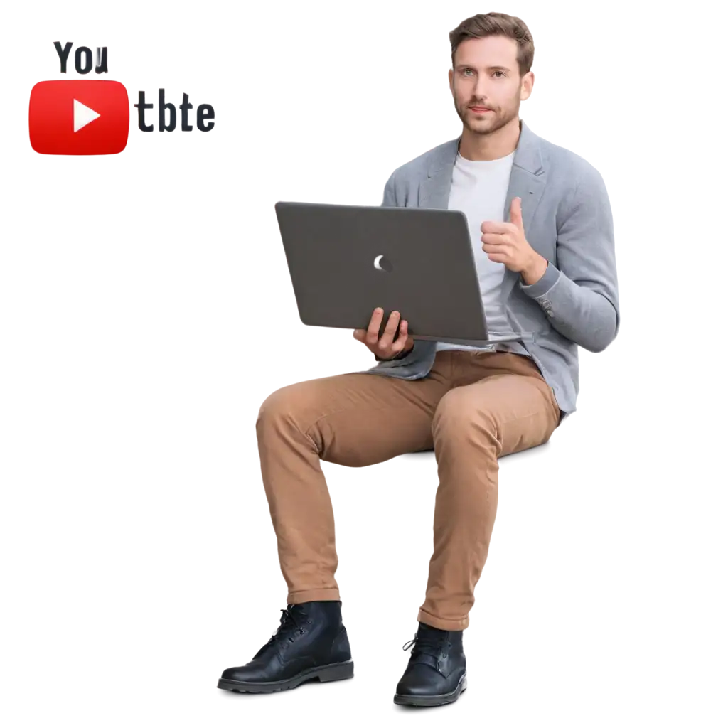 A man sitting on YouTube logo