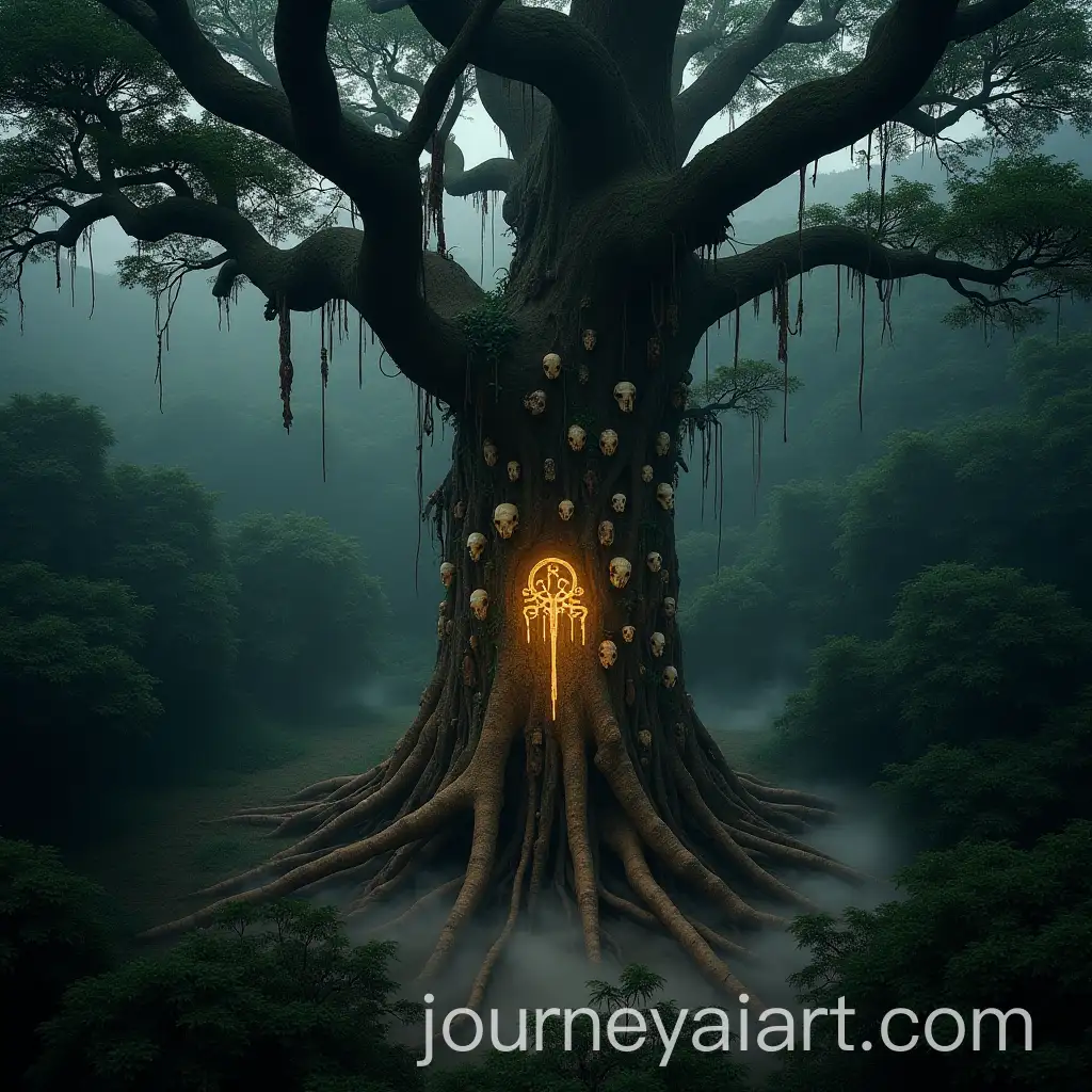 AAI-Art-Prompt-Expansionerial-View-of-an-Ancient-African-Tree-with-Animal-Skulls-and-Tribal-Artifacts