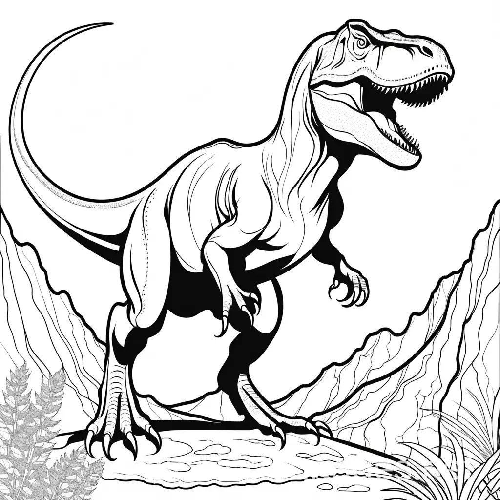 TRex-Coloring-Page-for-Adults-Featuring-Simple-Line-Art