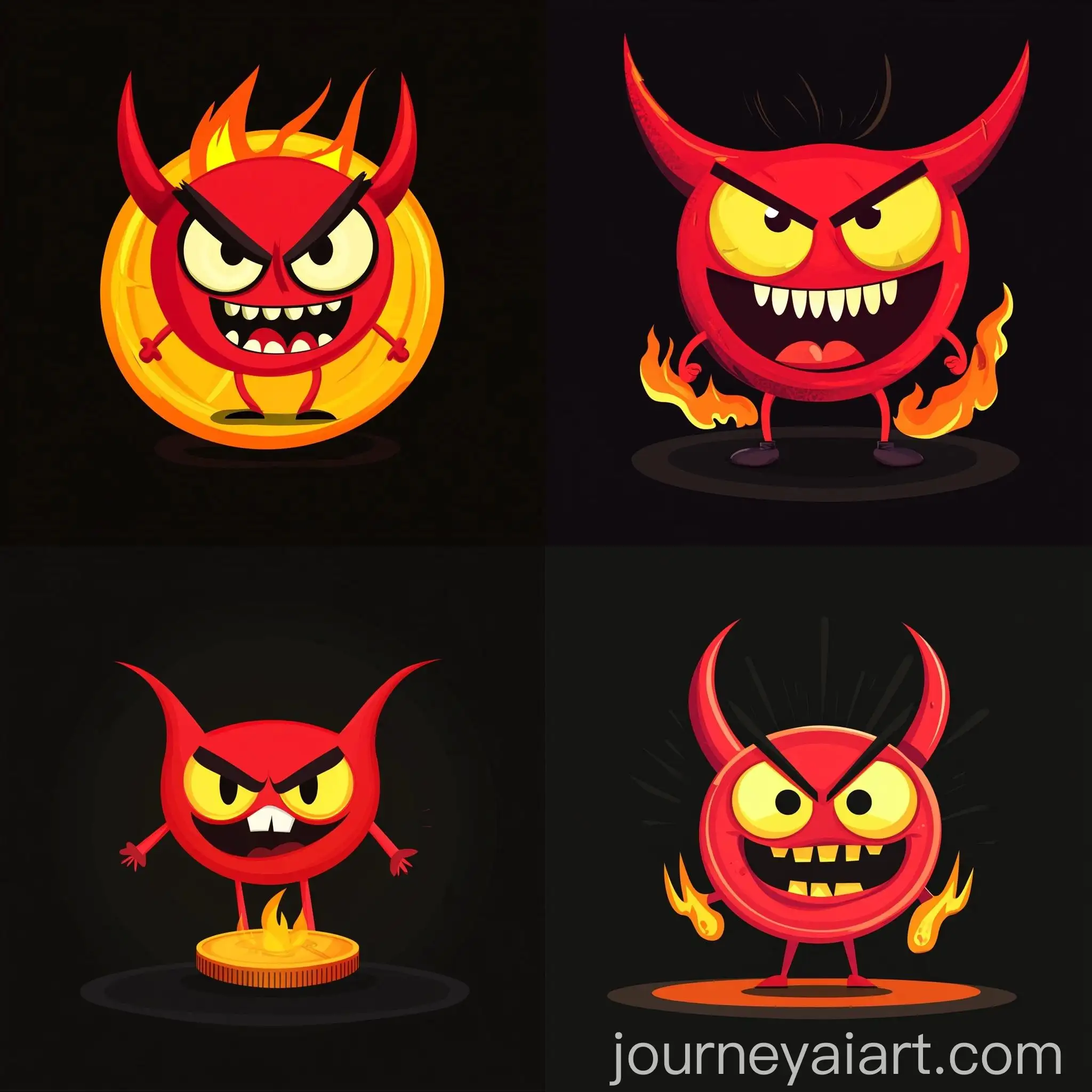 Vector-Flat-Style-Cryptocoin-with-Character-in-Fire-on-Black-Background