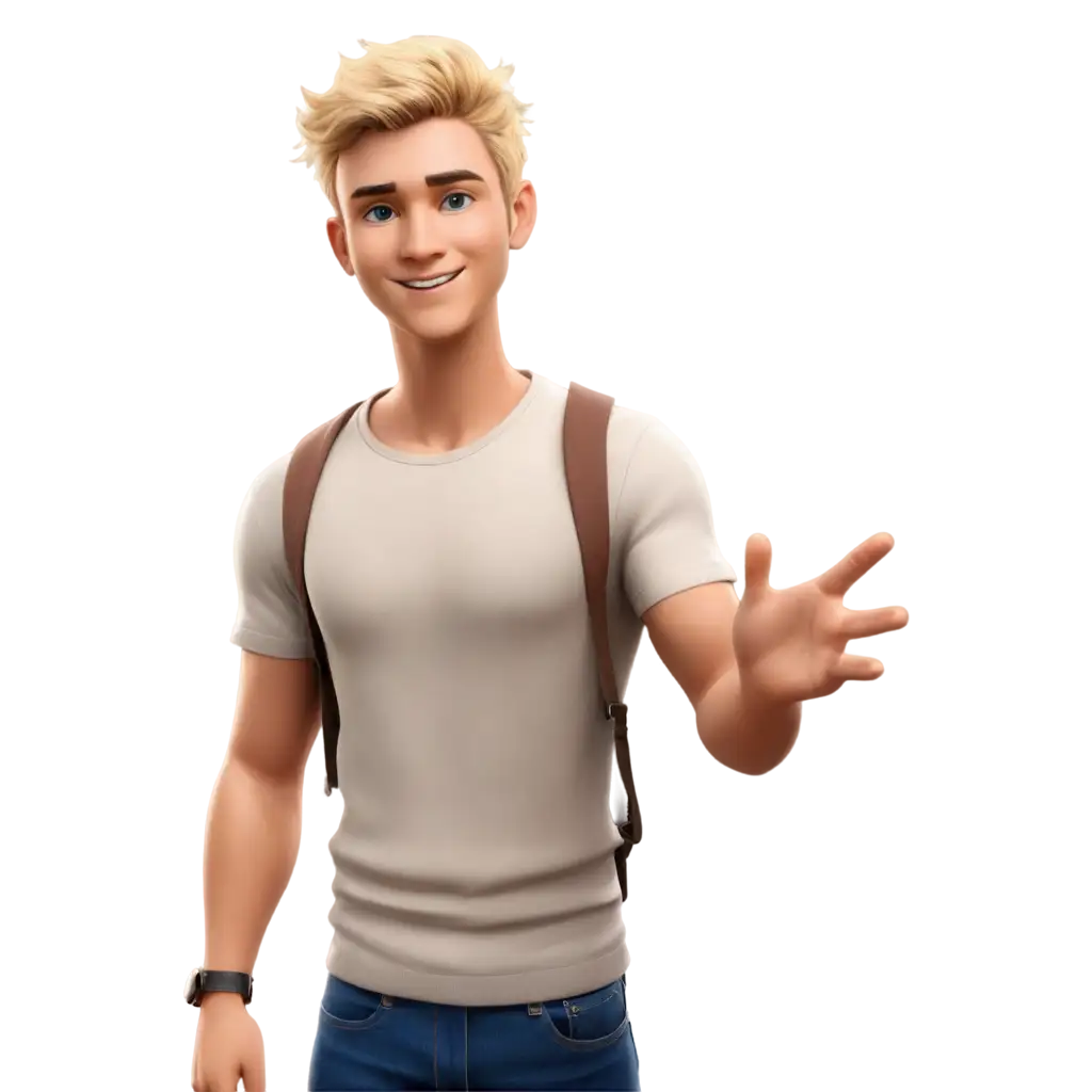 PNG-Avatar-Drawing-Cute-25YearOld-Man-with-Blonde-Short-Hair-and-Rock-Style-Clothing-in-3D