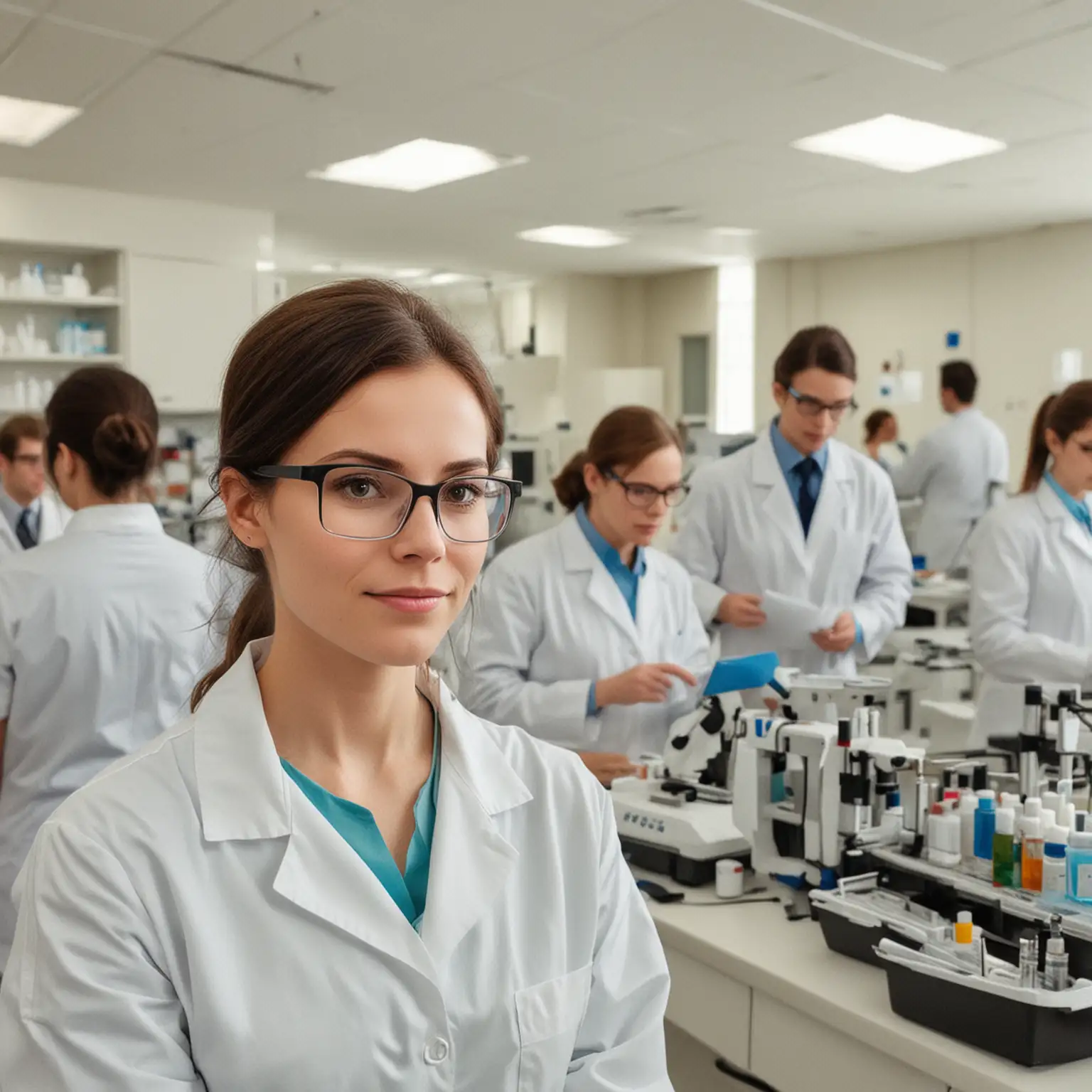 Personas que trabajan en un laboratorio clinico 