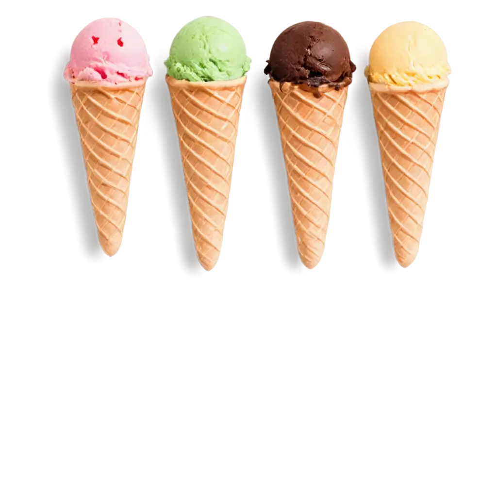 5-Ice-Cream-Scoops-on-Waffle-Cone-PNG-HighQuality-Transparent-Background-for-Versatile-Use