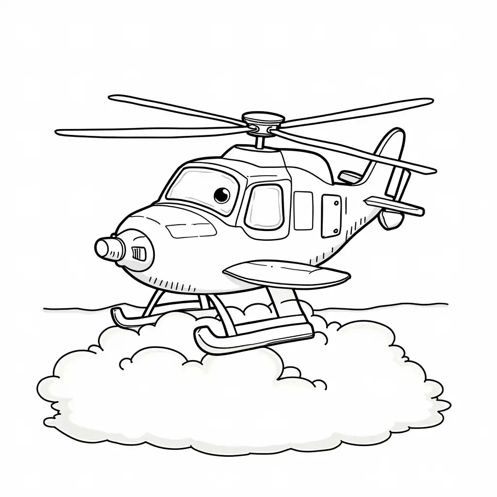 Coloring-Page-for-Kids-Featuring-Firefighters-Airplane-and-Helicopter