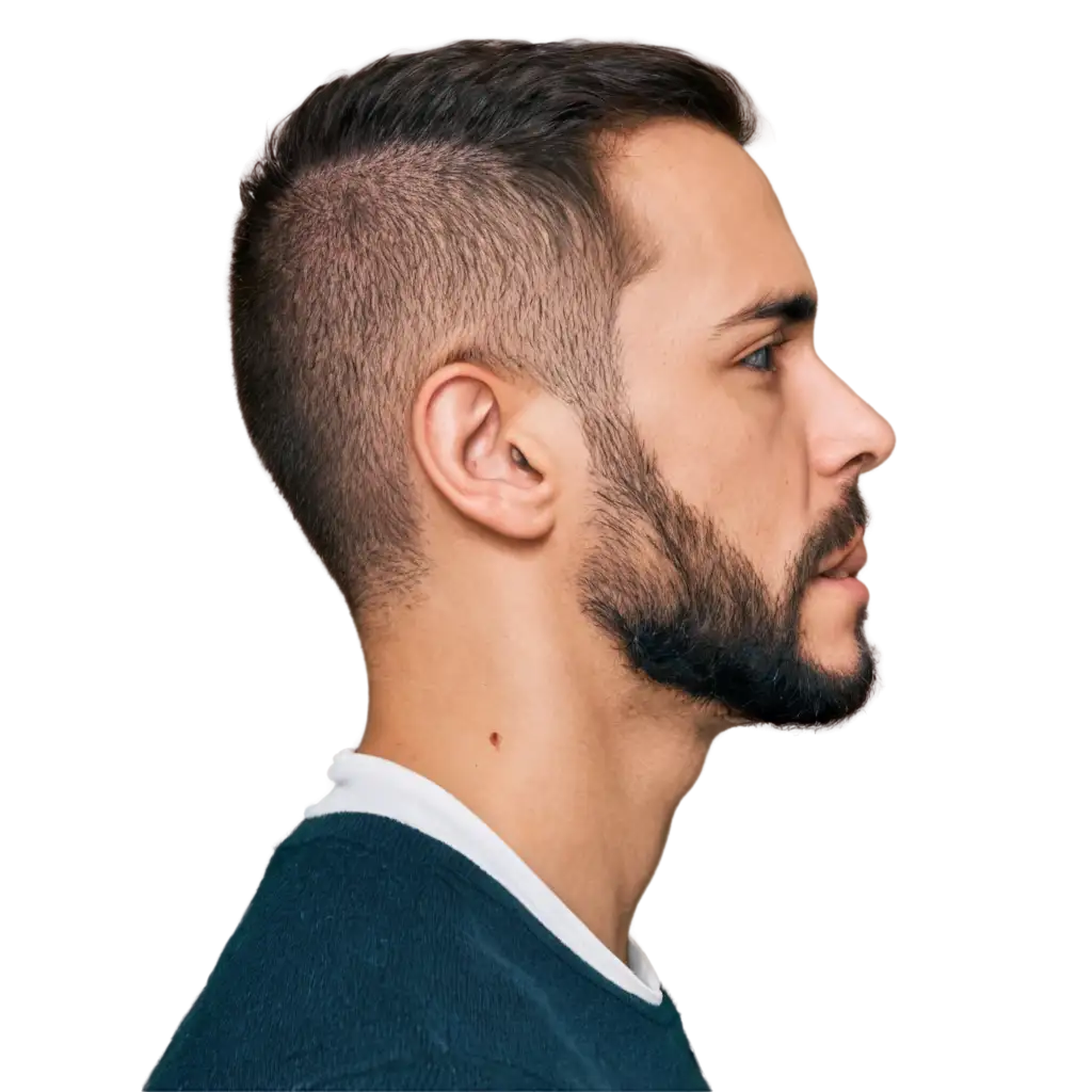 PNG-Image-of-a-Profile-Face-with-a-Teenage-Style-Beard-and-Sparse-Hair-Details