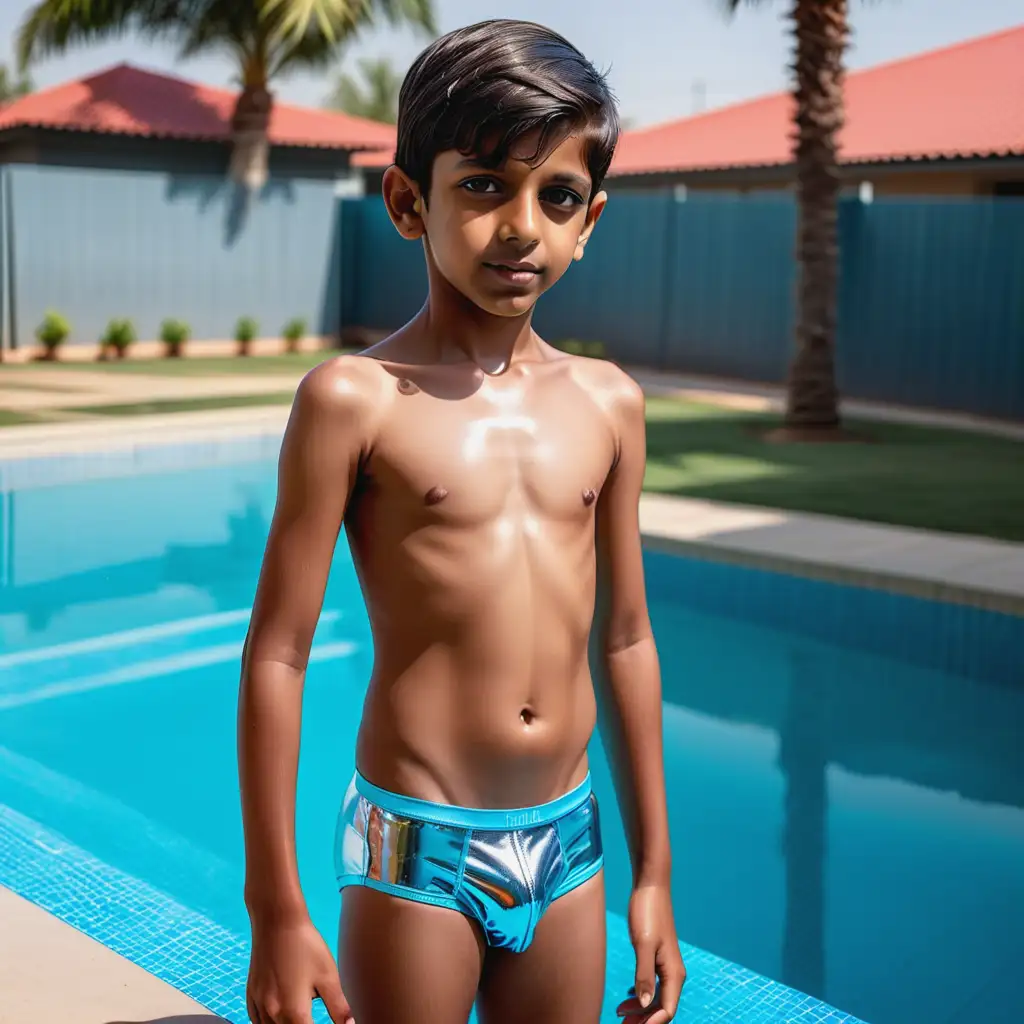 9YearOld-Indian-Boy-in-Shiny-Glossy-Underwear-Near-Swimming-Pool