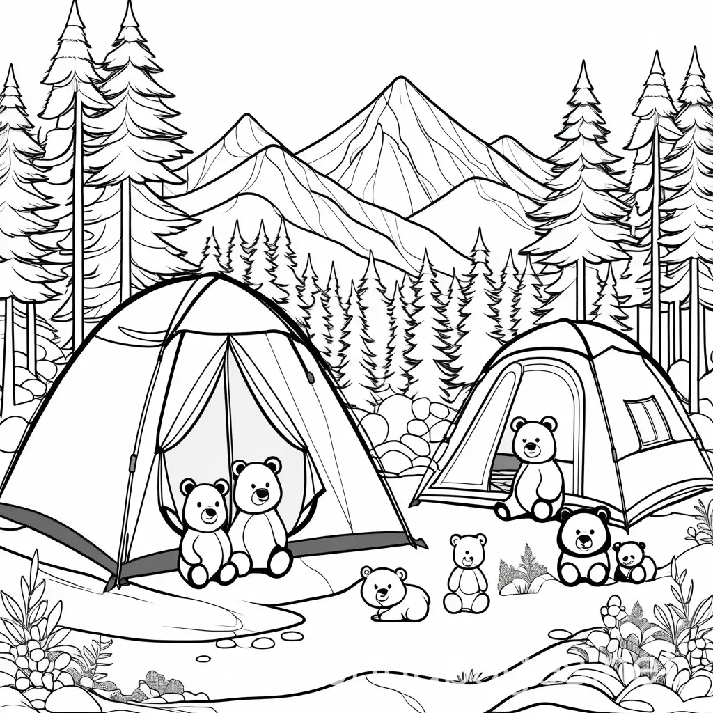 Family-of-Bears-Enjoying-a-Camping-Adventure