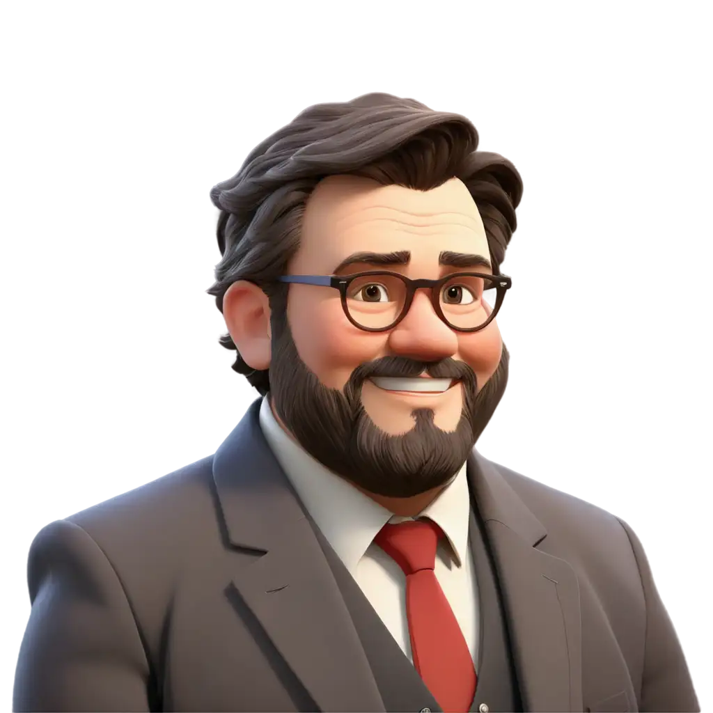 Overweight-BrownHaired-Professor-with-Glasses-and-Beard-in-Disney-Avatar-Style-PNG-Image