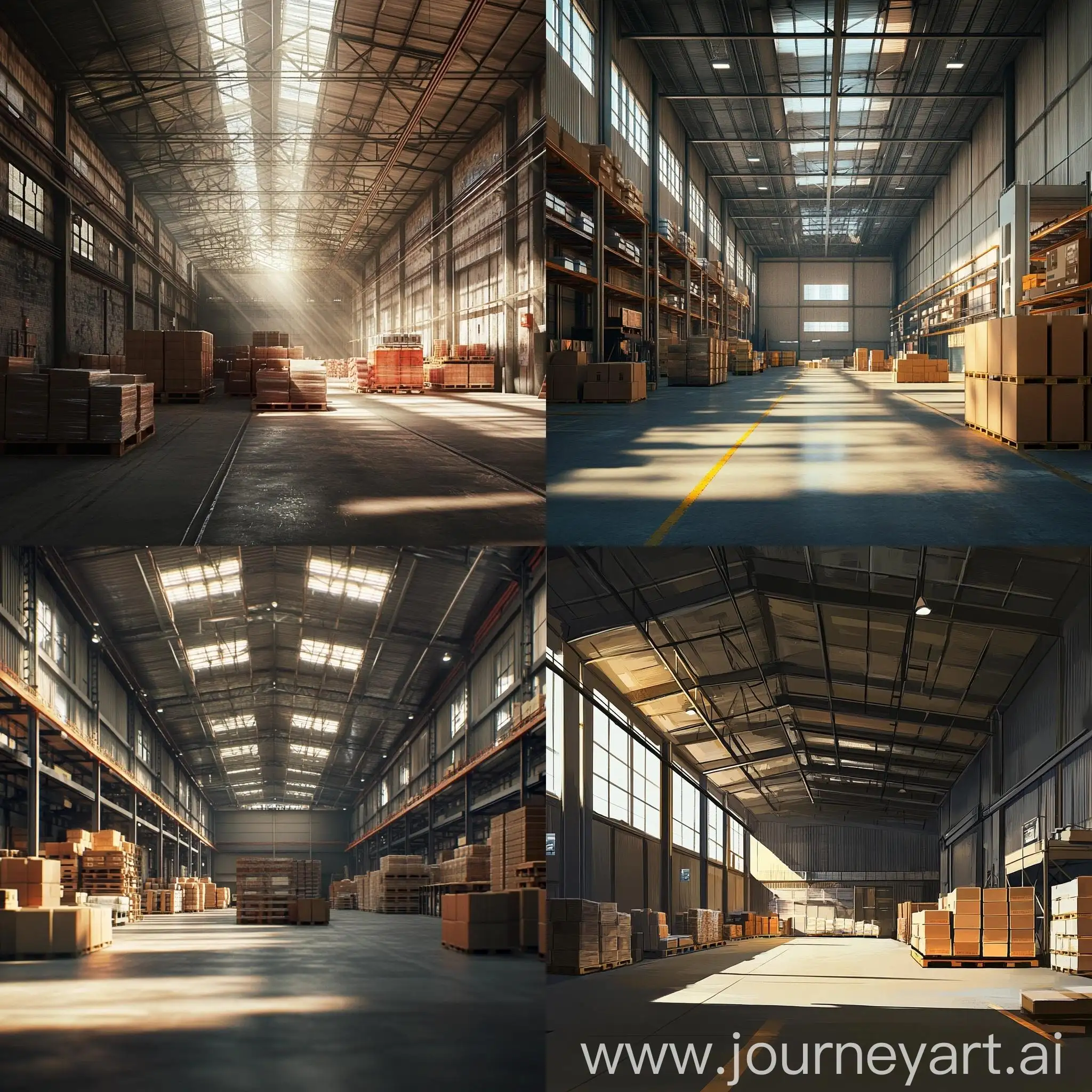 Busy-Industrial-Warehouse-with-Diverse-Goods-and-Machinery