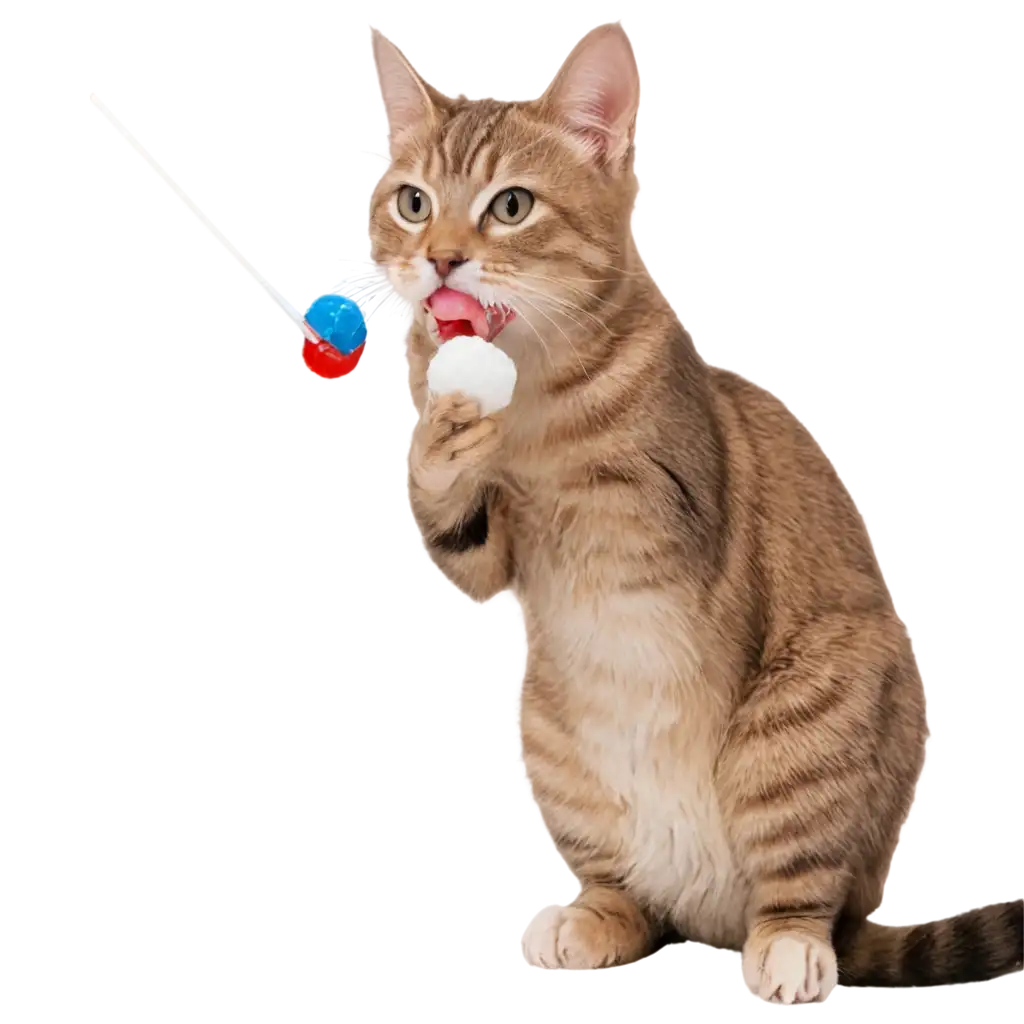 HighQuality-PNG-Image-Cat-Holding-a-Sucker-While-Licking