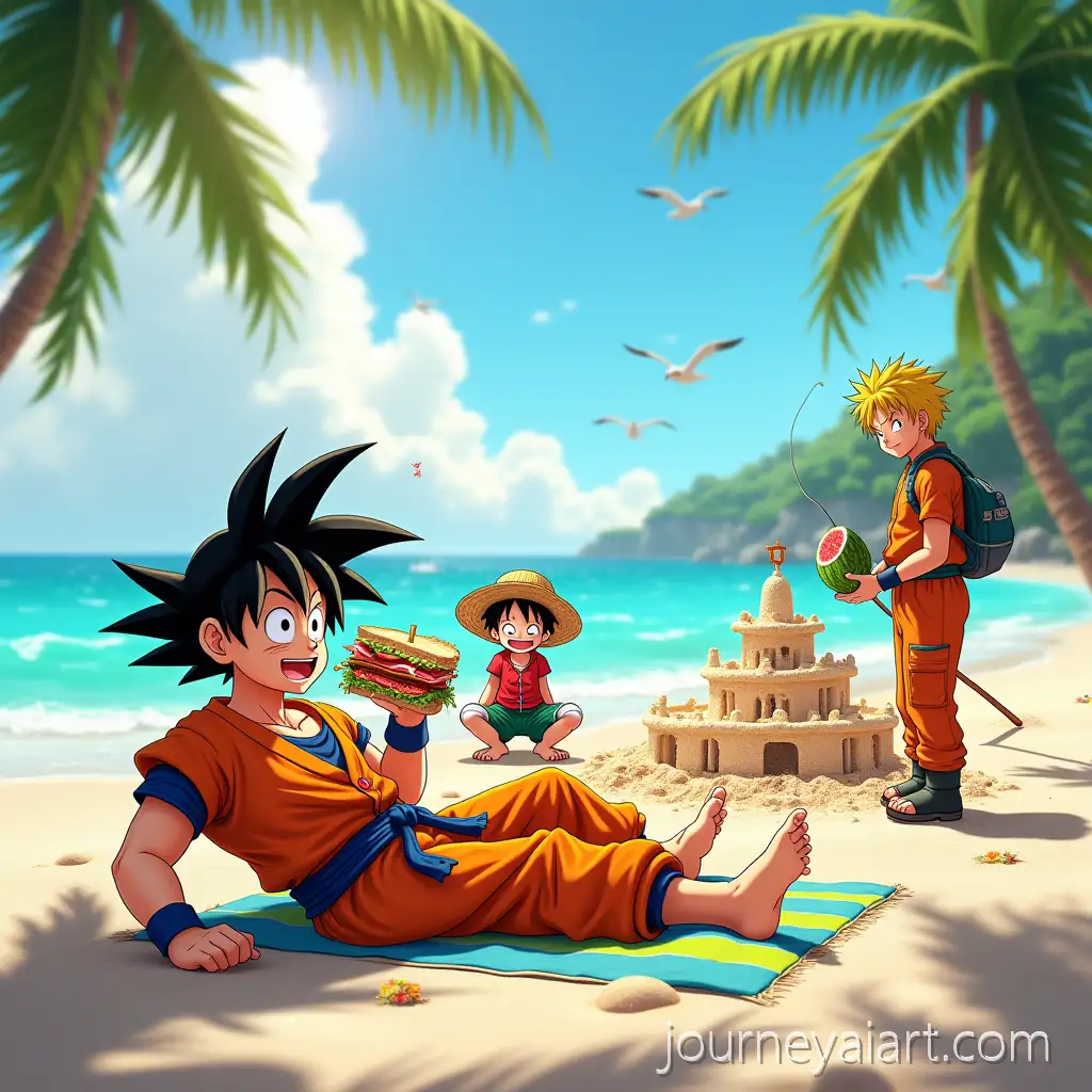Anime-Heroes-Enjoying-a-Fun-Beach-Day-with-Sandwiches-and-Sandcastles
