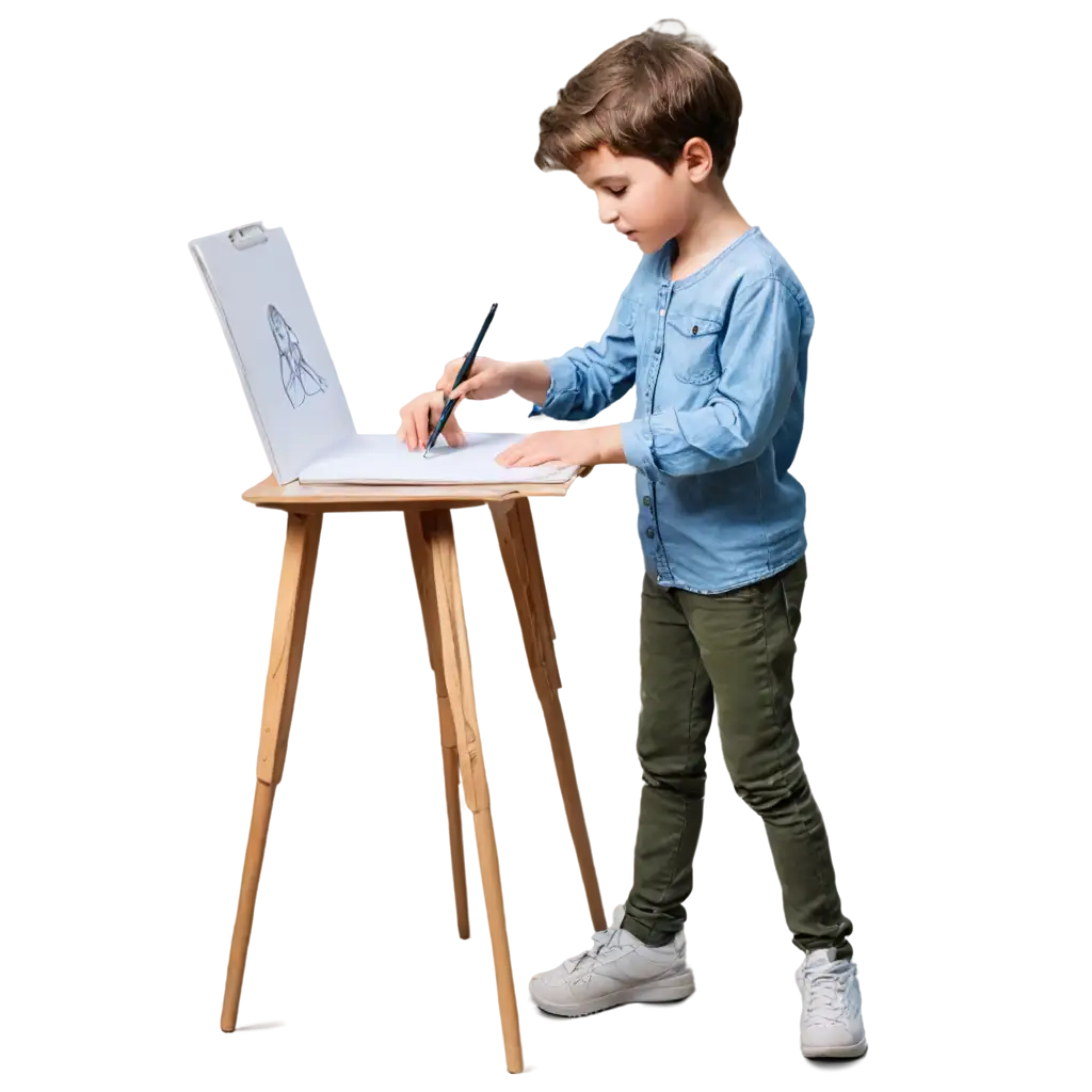 Create an image of an boy Artist he is drawing something