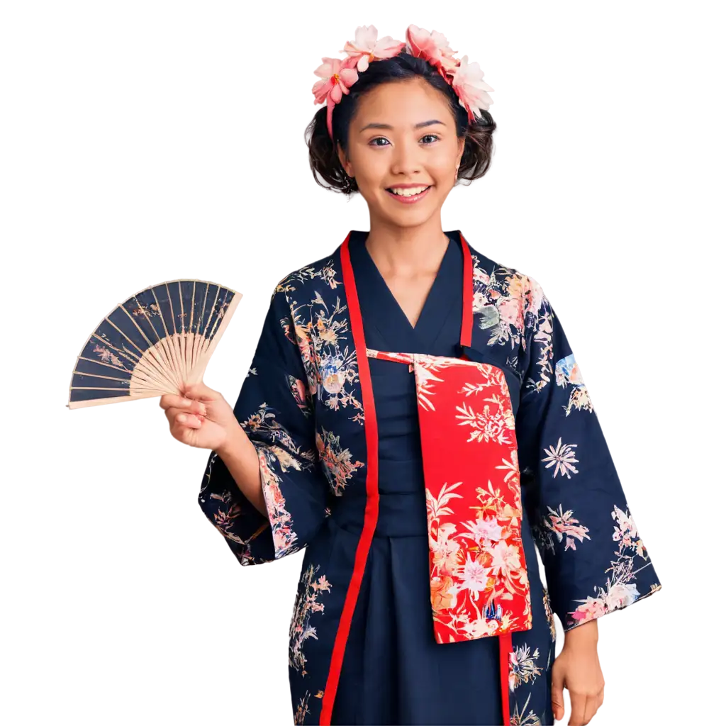 Smiling-Woman-in-Traditional-Japanese-Kimono-PNG-Image-with-Elegant-Floral-Design