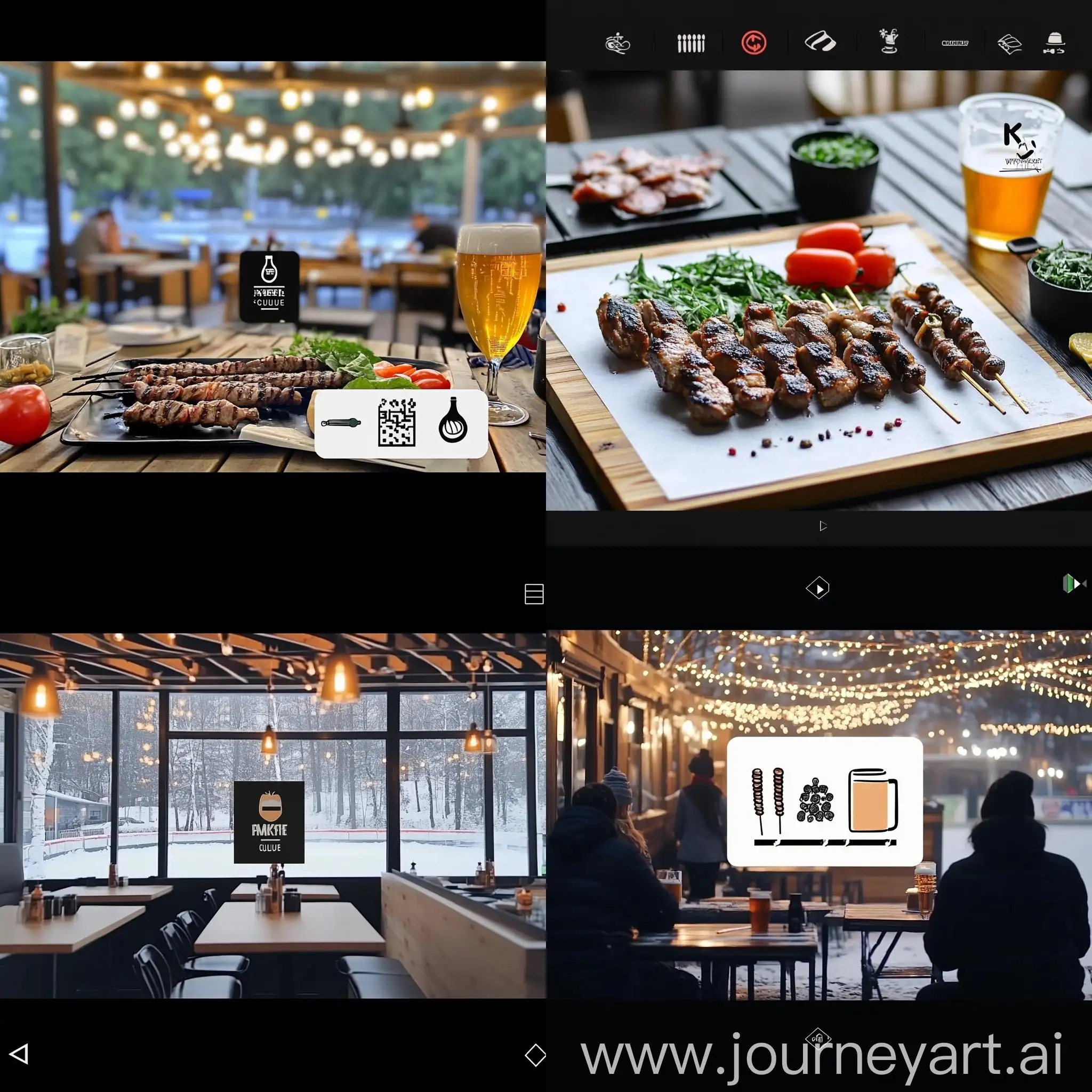 Cozy-Cafe-with-Roasted-Meat-Shashlik-Assortment-and-Craft-Beer