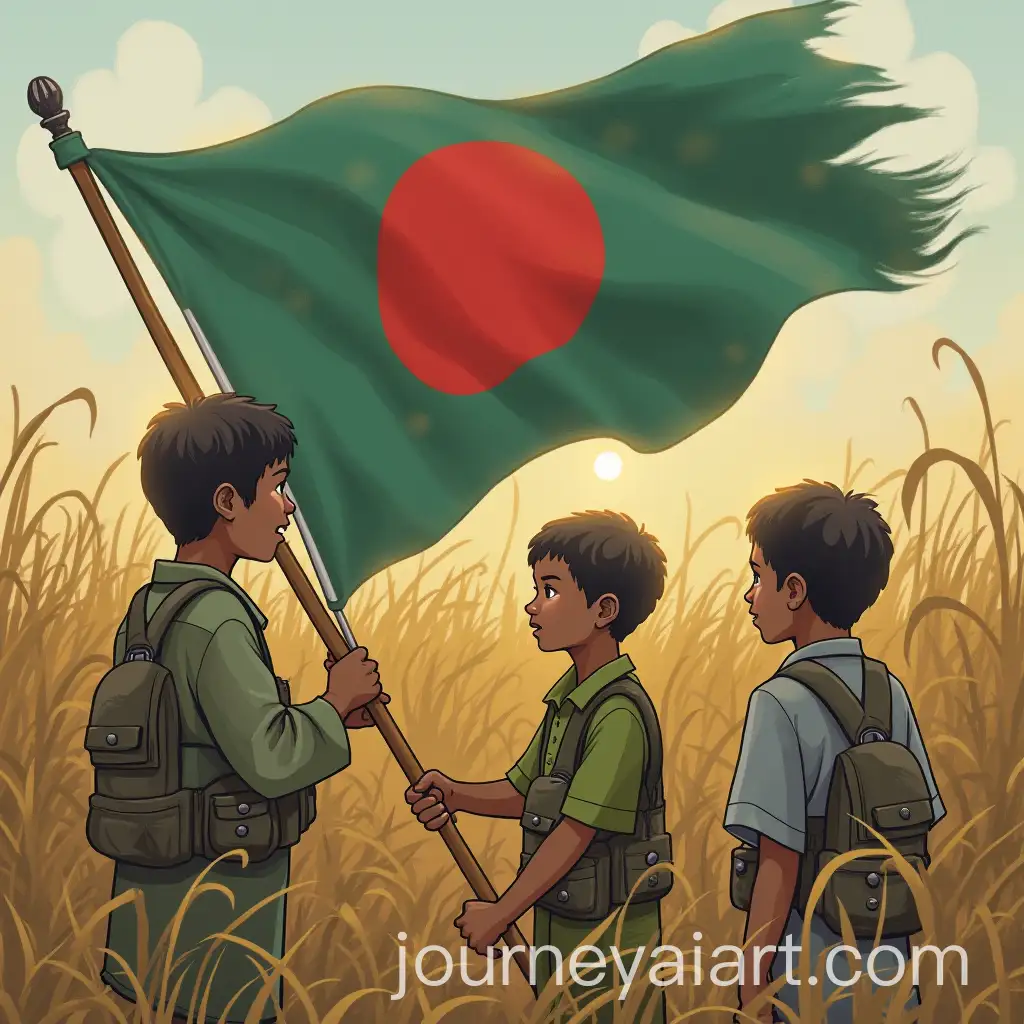 Children-of-the-War-in-Bangladesh-with-Flag-Honoring-the-Legacy