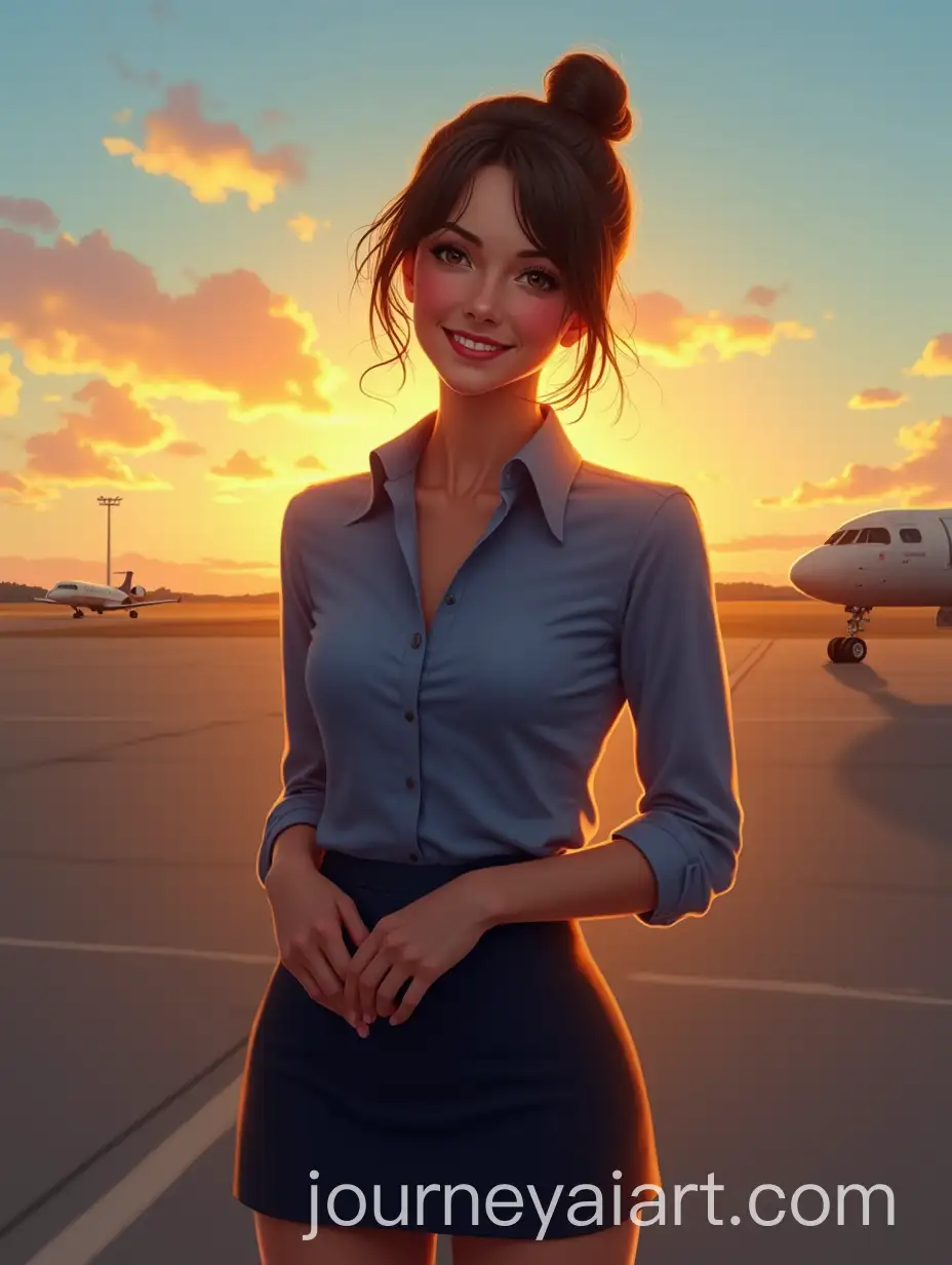 AI-Art-Prompt-ExpansionWoman-in-Pilot-Outfit-on-an-Airplane-Runway-at-Sunset