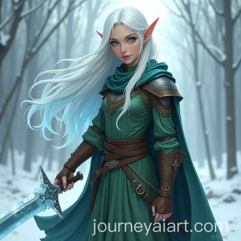 Wood-Elf-Girl-with-Ice-Sword-in-Forest-Setting