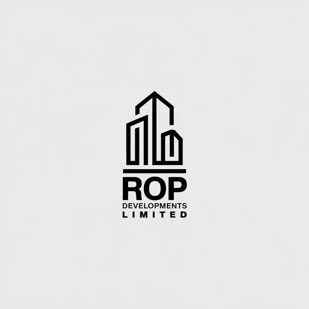 LOGO Design for ROP Developments Limited Building Construction Symbol with Minimalistic Style for Real Estate Industry