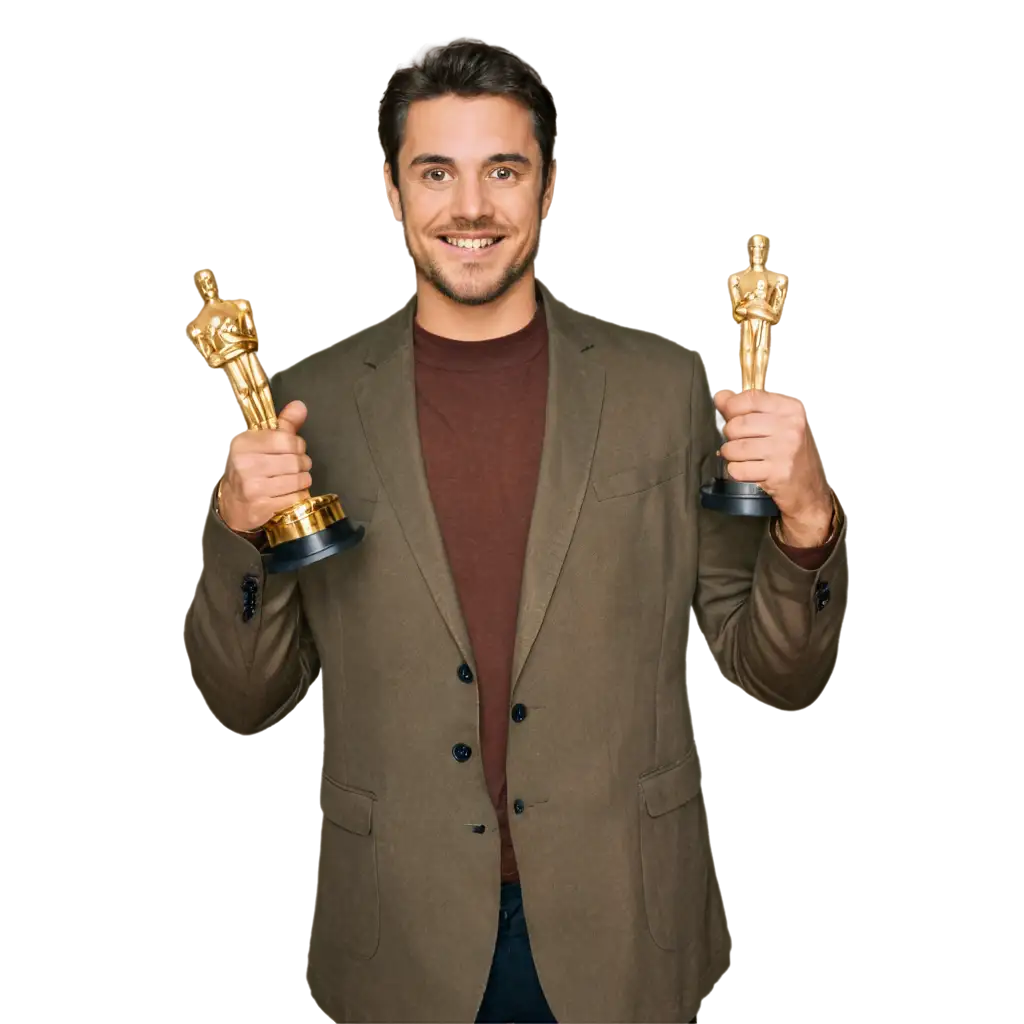 PNG-Image-of-a-Man-Holding-Oscars-HighQuality-Visual-Representation