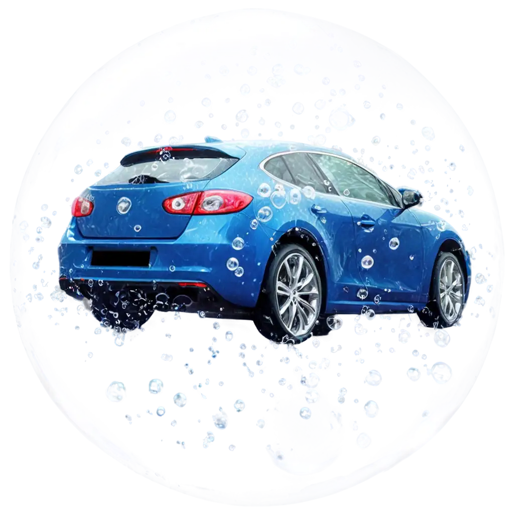 Blue-Car-Washing-with-Soap-Bubbles-PNG-HighQuality-Image-for-Versatile-Uses