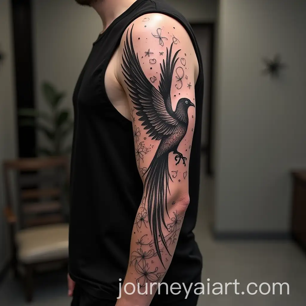 Full-Sleeve-Tattoo-Depicting-Anxiety-Depression-Dark-Thoughts-and-Phoenix-Rebirth