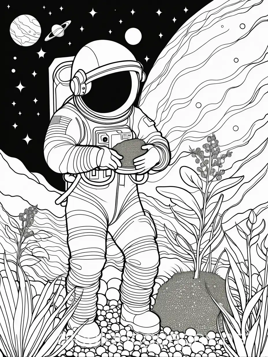 Astronaut-Planting-Seeds-in-Space-Garden-Coloring-Page