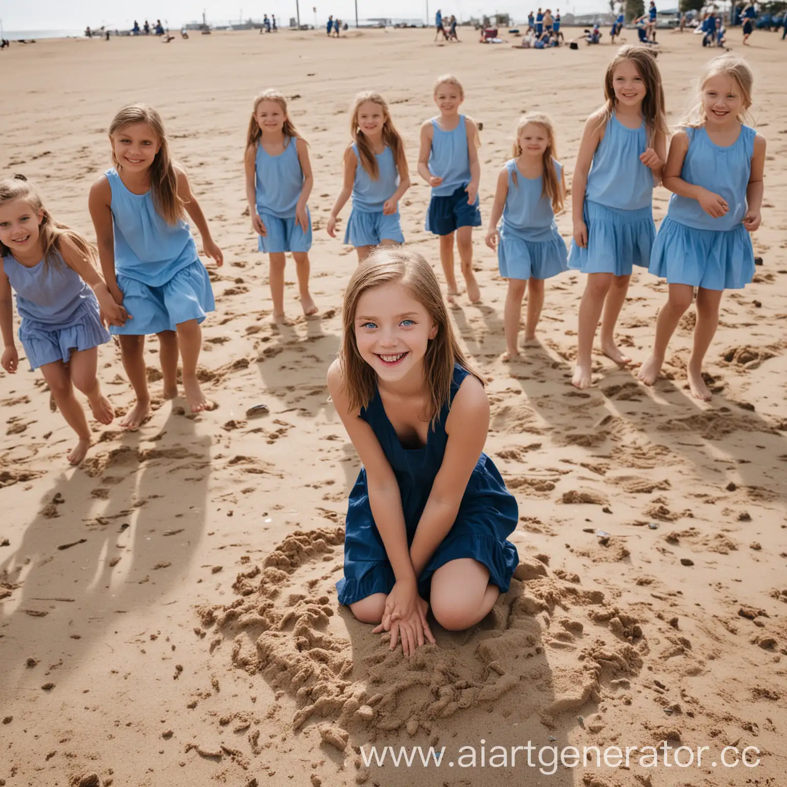 Children-Playing-in-Sand-at-Elementary-Schoolyard-with-Smiling-Women