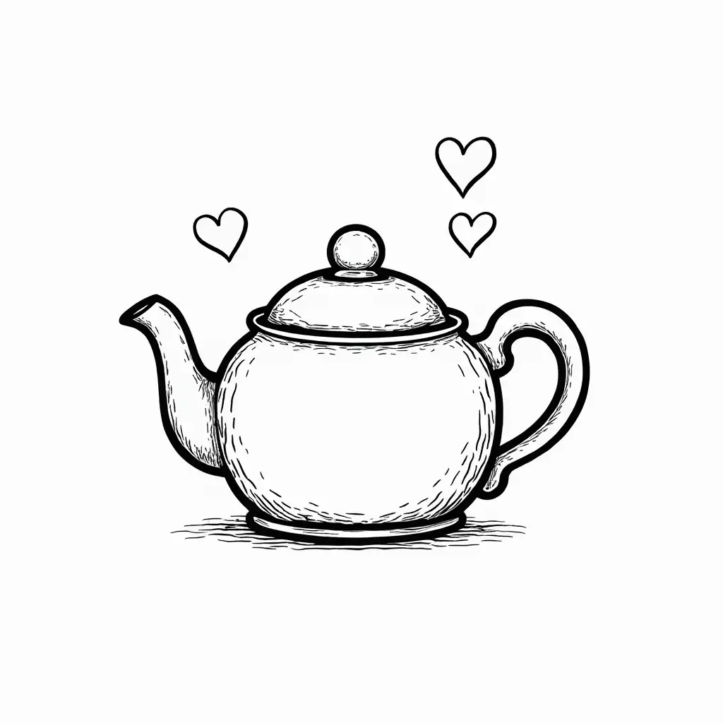 teapot coloring book style